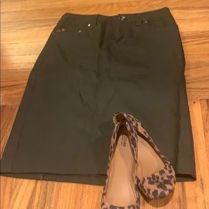 Army green pencil skirt
